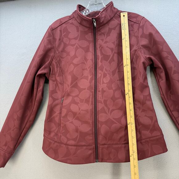 Patagonia Softshell Jacket Women's M Maroon Leaf Patterned Fleece Lined Outdoor - Picture 6 of 10